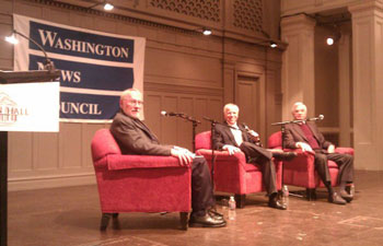 Mike Fancher, Tom Rosenstiel and Bill Kovach discuss citizen journalism at Seattle's Town Hall